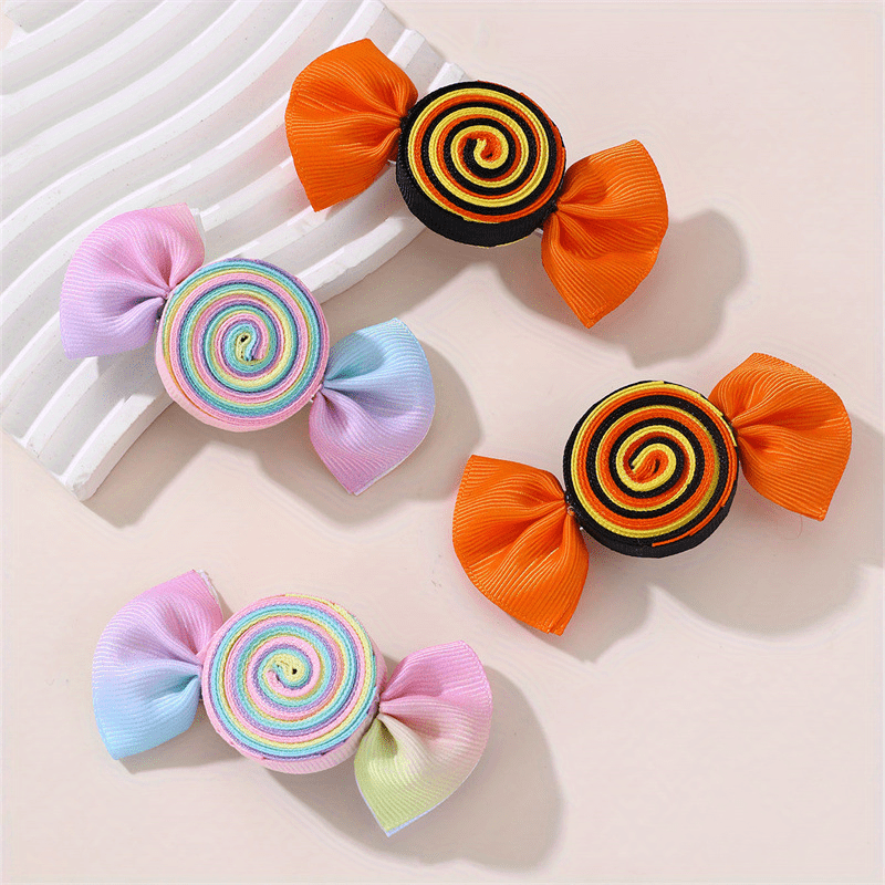 

2pcs Cute Solid Color Bow Hair Clips For Women - Polyester Candy-inspired Flower Clips For Half-tied & Side Styles - Fall/winter Wedding Hair Accessories For Adults Over 15 Years - Red