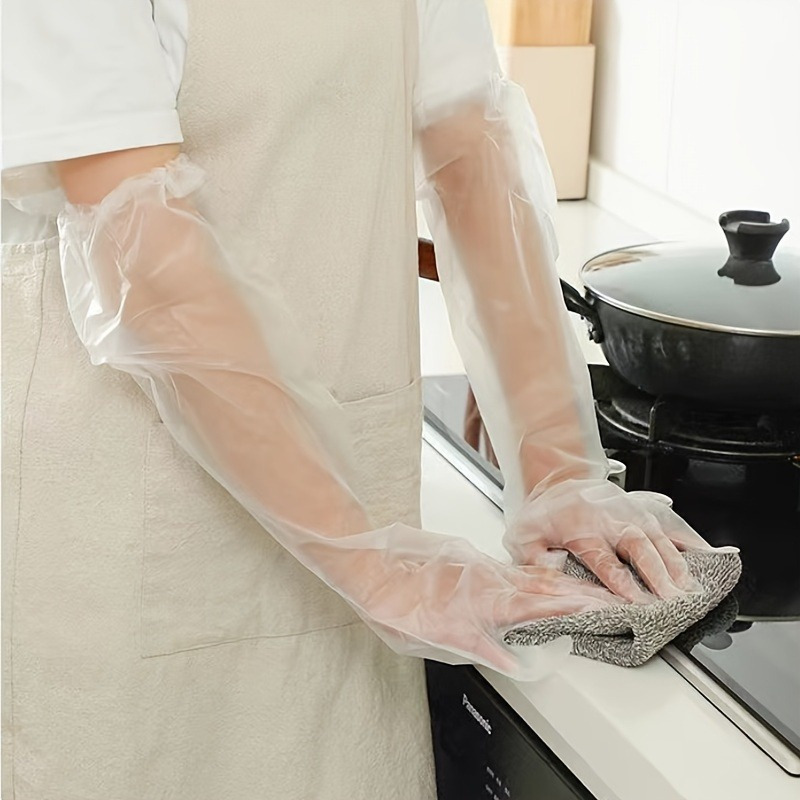 

Extra Long Waterproof Kitchen Cleaning Gloves, & Comfortable For Dishwashing, Cleaning & Gardening - -free Plastic Material