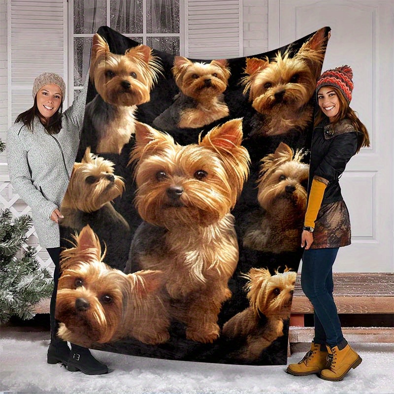 

Yorkshire Terrier Fleece Throw Blanket - High Yorkie Print, Cozy Polyester Home Decor, Portable For Car Travel & Camping, Warm Office Nap Cover