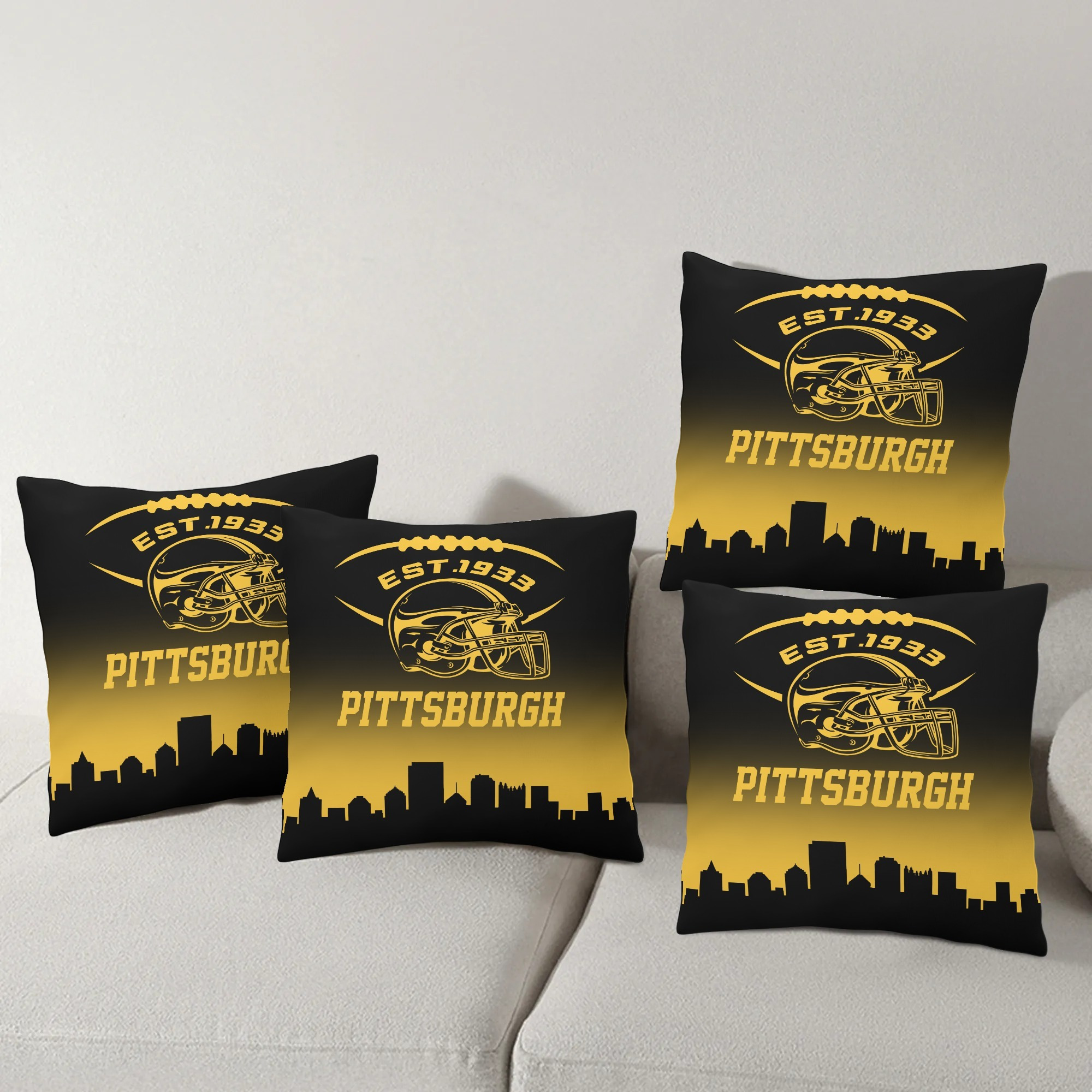 

Set Of 4, Polyester , Fan 18x18