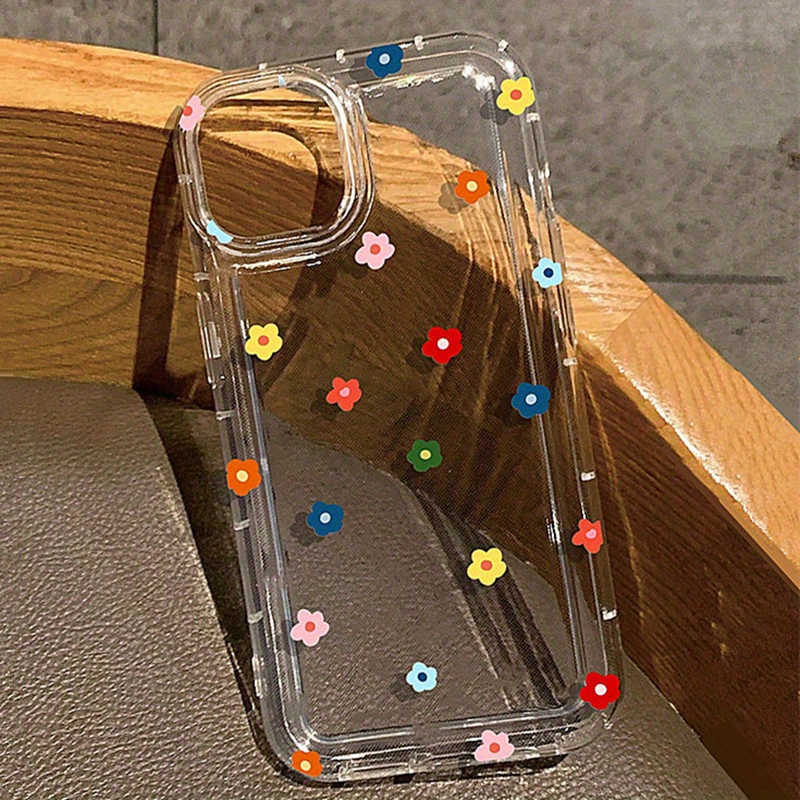 

1pc Small Flower Anti-fall Mobile Phone Case For 15 14 11 Pro Max 12 Mini Xs Xr X 8 7 Plus Se 2022 Soft Case Transparent Protective Cover