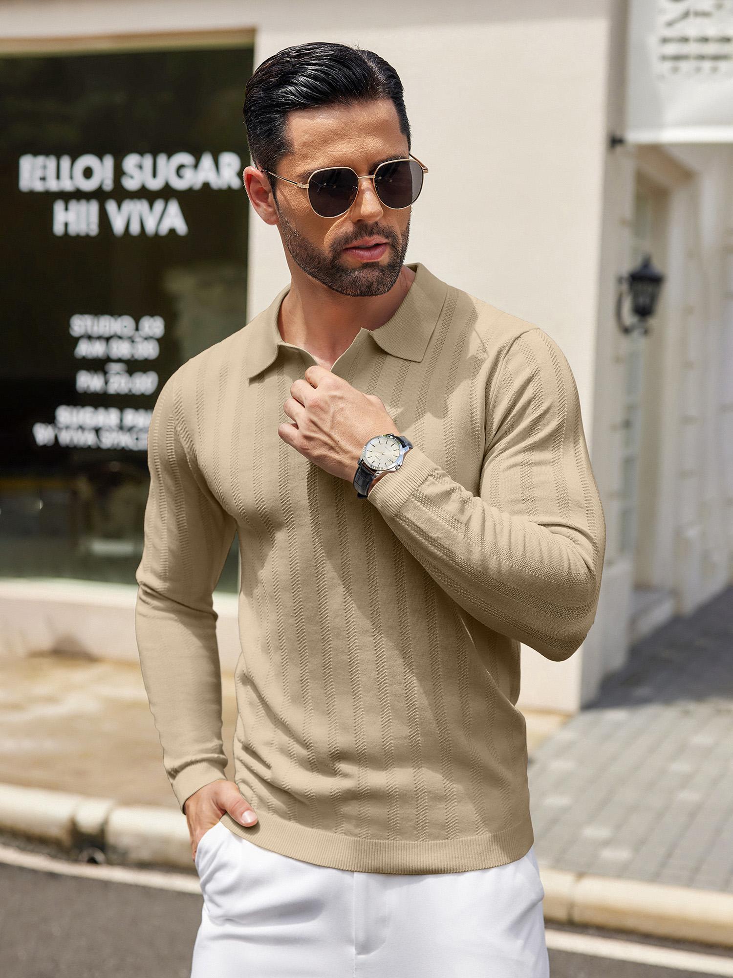 mens knit shirt casual long sleeve sweater dress - Temu