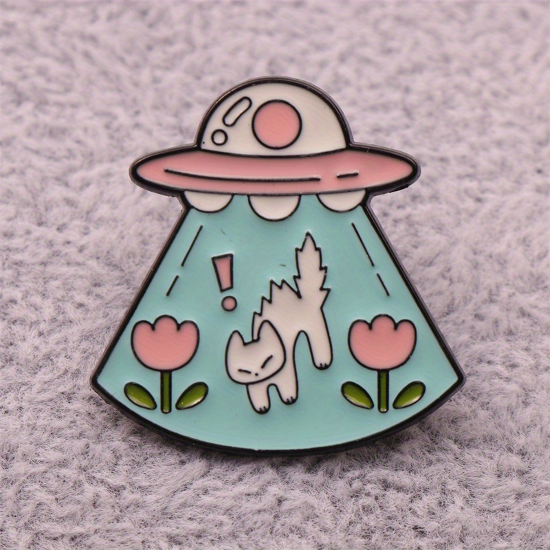 

1pc/2pcs New And Interesting Ufo Cat-shaped Brooch, Very Suitable For Hats, Bags And Clothes, New And Interesting Badge Accessories, Ideal Gift Festivals