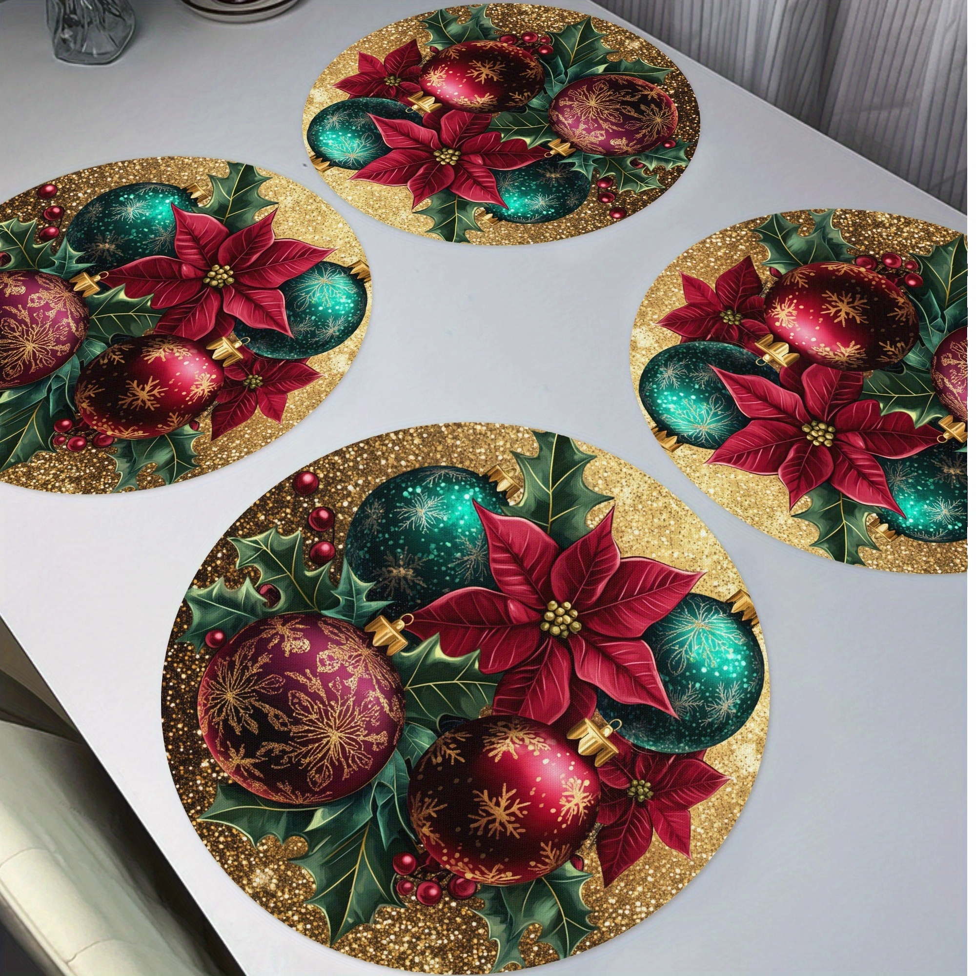 

4pcs & Placemats Set - , , , , And To Table For Dining Decor Christmas , Christmas Decor