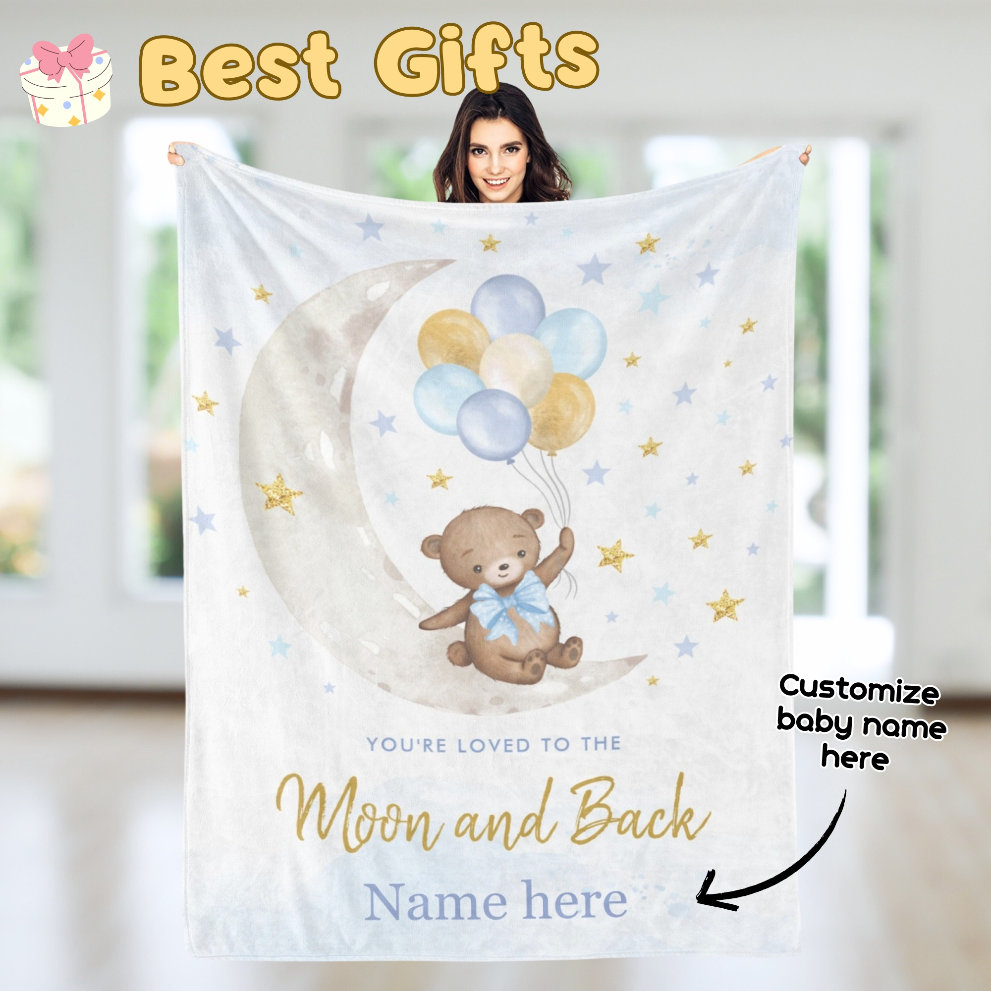 

Baby Name Personalized Cute Flannel Blanket - For - Comfortable All Multifunctional Blanket Suitable For Sofa, Bed, Office, Camping, Travel