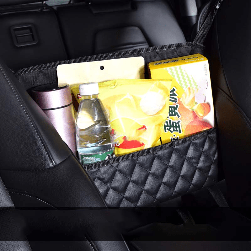 

[1pc Car Storage Bag Organizer] 1pc Car Handbag Holder Interior Car Seat Middle Box Seat Hanger Storage Bag Hanging Pocket Organizer Car Stowing Tidying