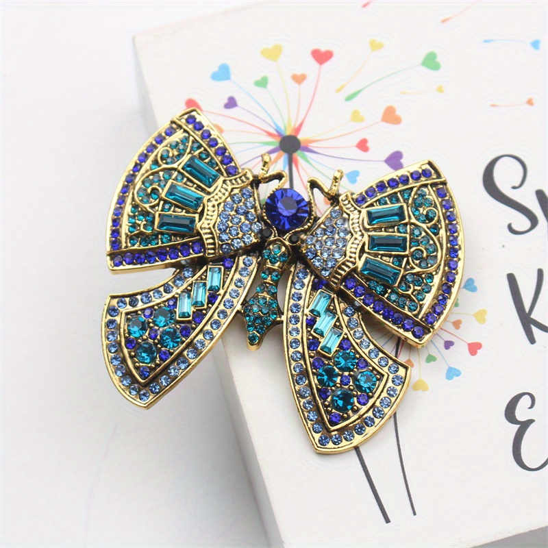 

Butterfly Brooch With Rhinestones And Enamel, Novelty Animal Shape Simulation Modeling Pin For Sweater And Coat Accessory