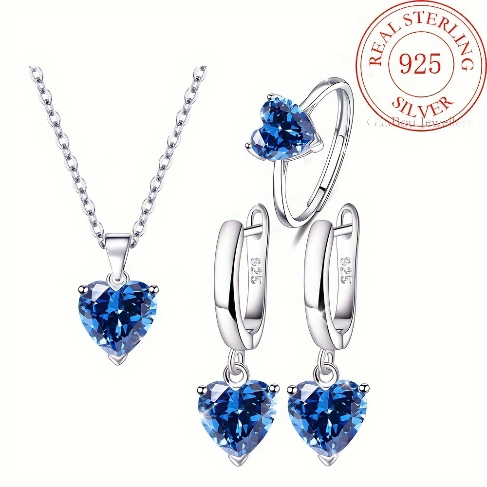 

925 Heart-shaped Set - Romantic Necklace, Ring, And Earrings For Anniversary, Valentine's Day Gift - Elegant, Sexy, And Accessories For Her