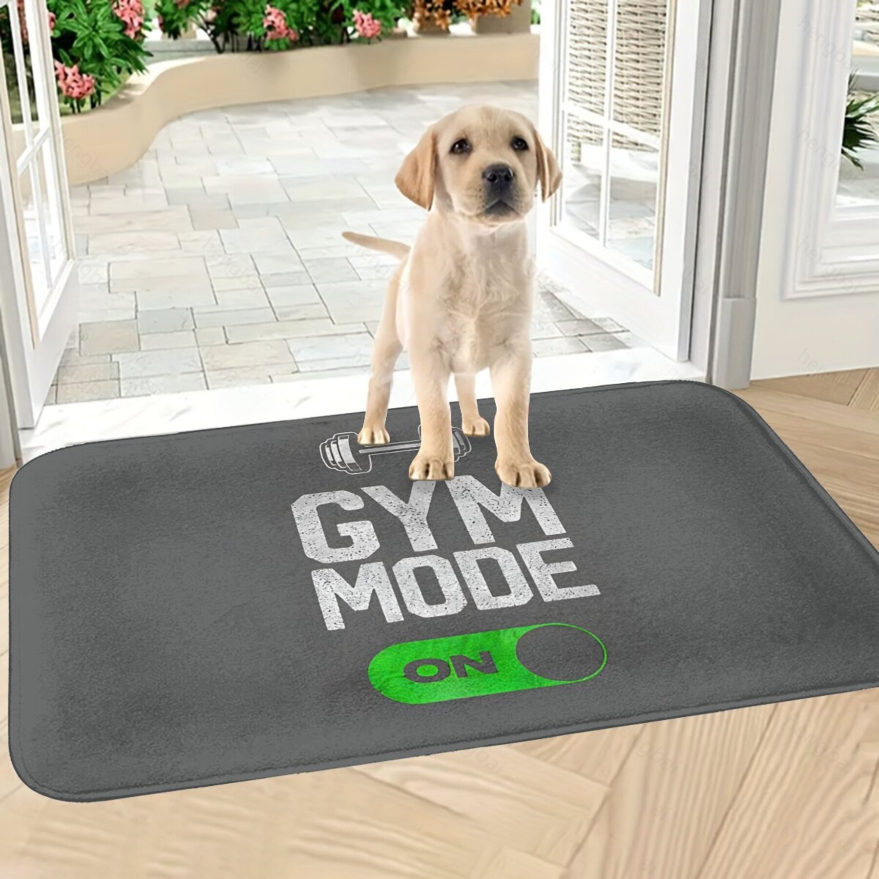 machine washable polyester doormat with non slip backing gym   design for bathroom kitchen and entrance lightweight rectangular floor mat for home decor details 9