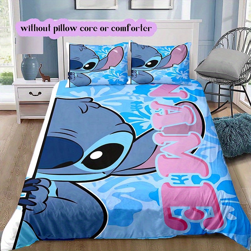 

Stitch 3d Name Custom Bedding - Print Cover Cartoon Quilt Cover For Bedroom Decor - Bedclothes - Christmas Gifts (1 * Duvet Cover + 2 * Pillowcases, Without )