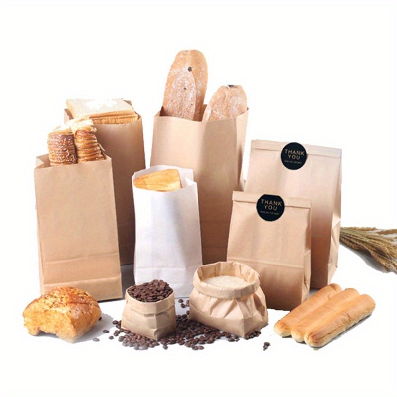 

50pcs/set Paper Bags Wedding Souvenir Gift Bags Suitable For Candy Popcorn Pastries Snacks Bread Cookies Snacks Gift Packaging Bags Baking Supplies