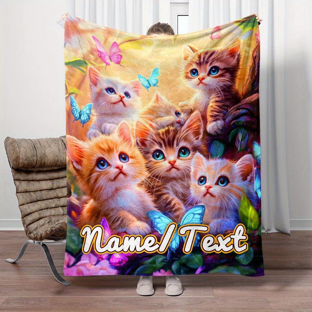 

Customizable Cute Kittens Flannel Throw Blanket - Soft, Lightweight & Warm For Sofa, Bed, Travel, Camping, Office Chair | Fleece | Multiple Sizes