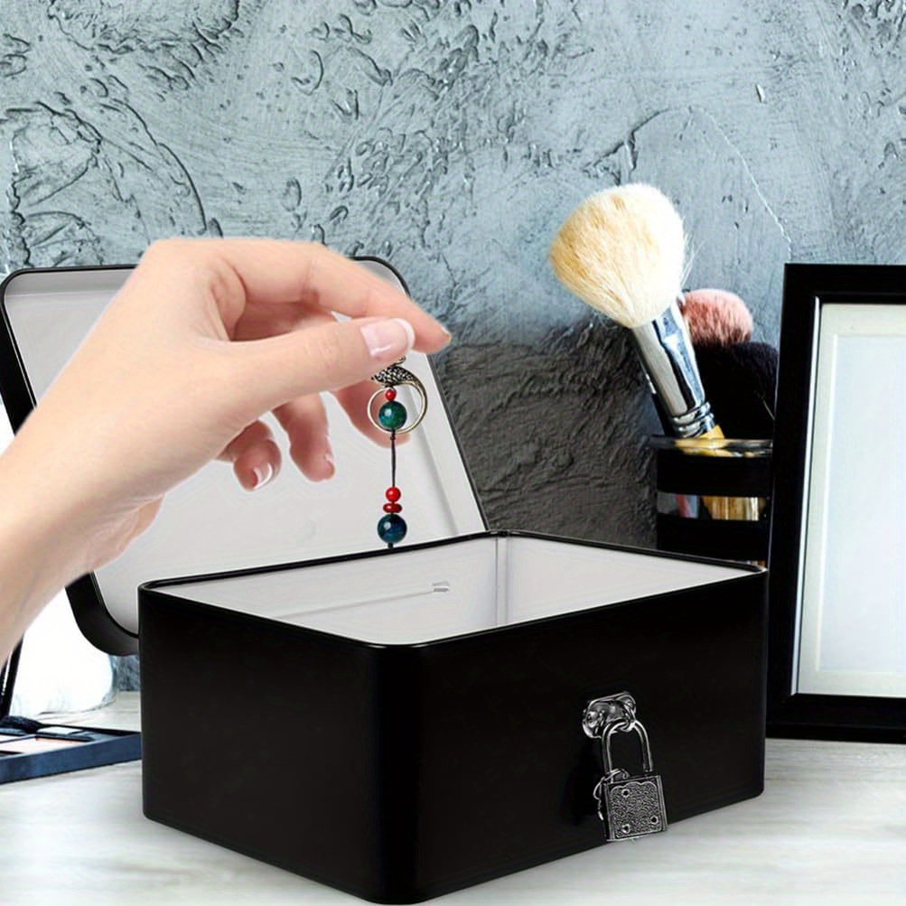 Caja De Almacenamiento De Hojalata Vintage Con Cerradura – Organizador Metálico De 24.5x18x8.5 Cm, Ligero Y Multifuncional Para Joyas, Dulces O Té