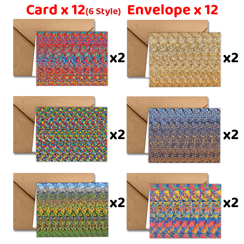 

24pcs 3d Greeting Cards With Envelopes - Abstract Designs For All , Thank You Notes & Good Luck Wishes, Gift Card