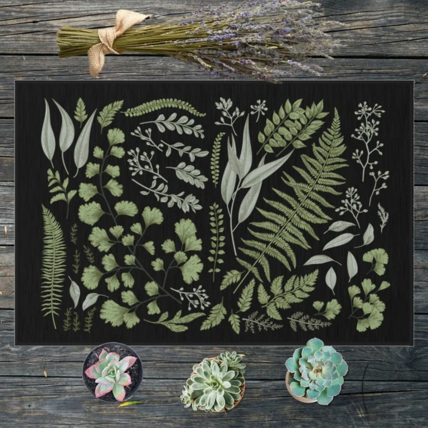 

Doormat Indoor Outdoor Mat Vintage Fern Eucalyptus Floral Doormat Boho Rug