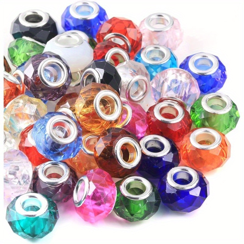 

100pcs Color Large Hole Beads - Plastic Spacer Beads For Diy Bracelet & Jewelry Crafting