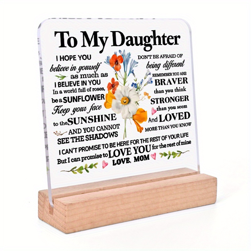 TEMU " Acrylic Desk Plaque - Inspirational Gift For Daughter From Mom & Dad, Birthdays, Weddings, Christmas & New Year