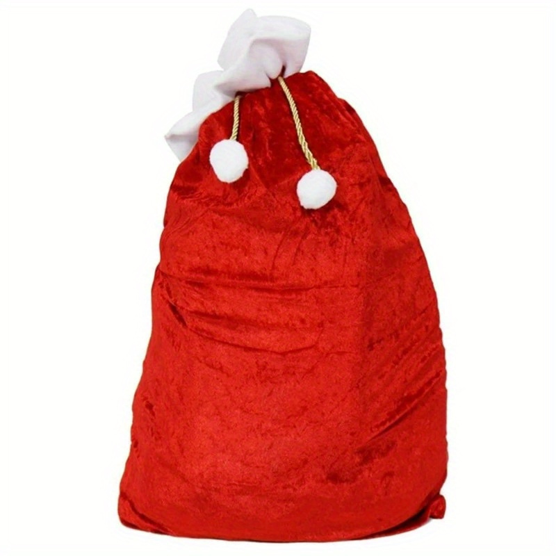 

1pc Red Santa Bag Drawstring - Large Size Christmas Bag For Decoration