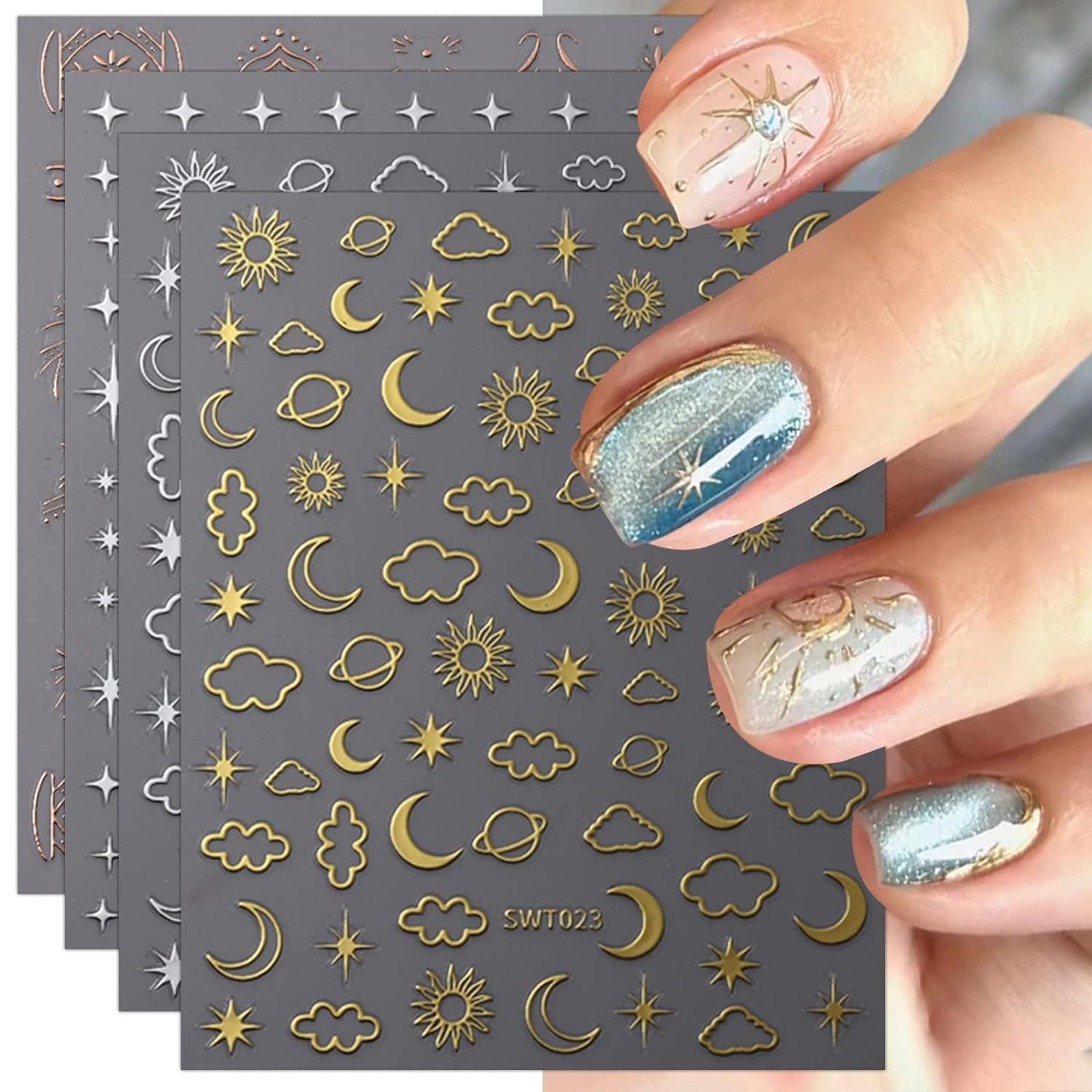 

18 Sheets Moon Art Stickers Decals Self-adhesive Pegatinas Uñas Nail Supplies Nail Art Accessories