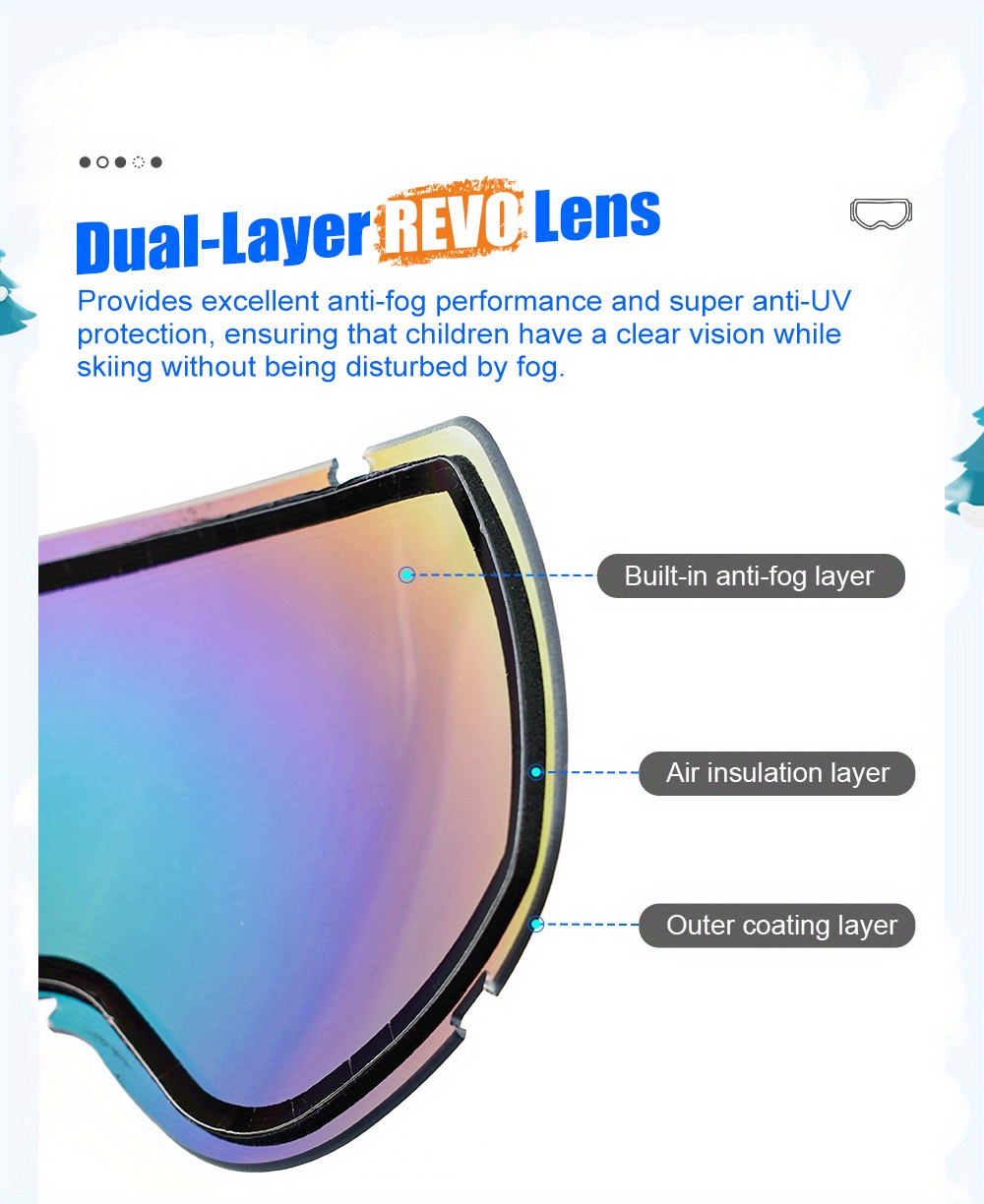 2025 Winter Children's Ski Glasses with Double-layer Lenses Suitable for Outdoor or Indoor Skiing.