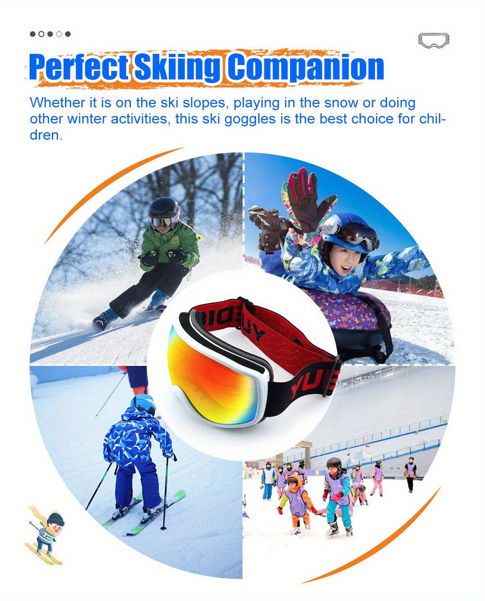 2025 Winter Children's Ski Glasses with Double-layer Lenses Suitable for Outdoor or Indoor Skiing.