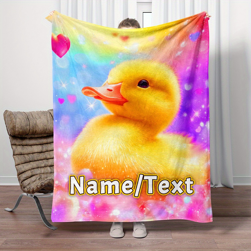 

Custom Name Cartoon Print Flannel Throw Blanket - 1pc, Lightweight, Warm Polyester Fleece, No Feathers, Electricity-free For Sofa, Bed, Travel, Office - Personalized Portable Blanket