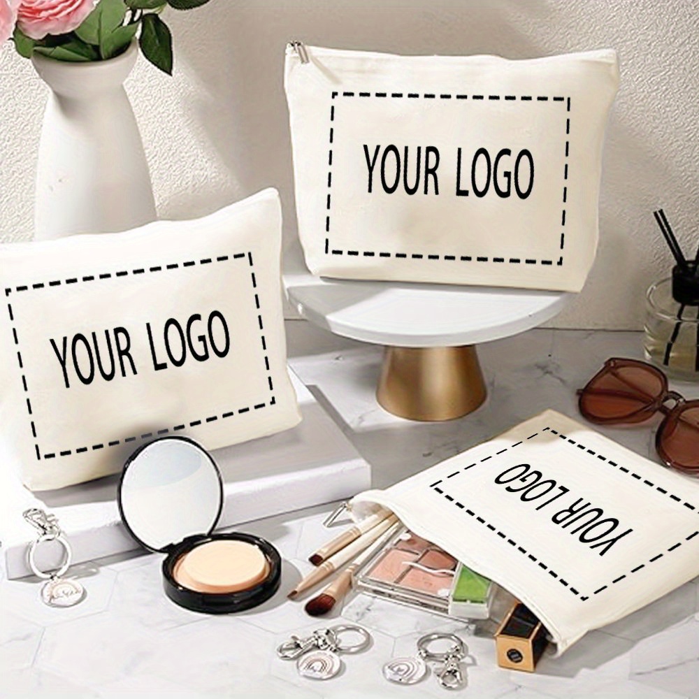 

10/20/30pcs Custom Logo/photo Makeup Bags, Travel Toiletry Pouches, Zippered Cosmetic Bags For Women, Bulk Diy Personalized Business Gifts