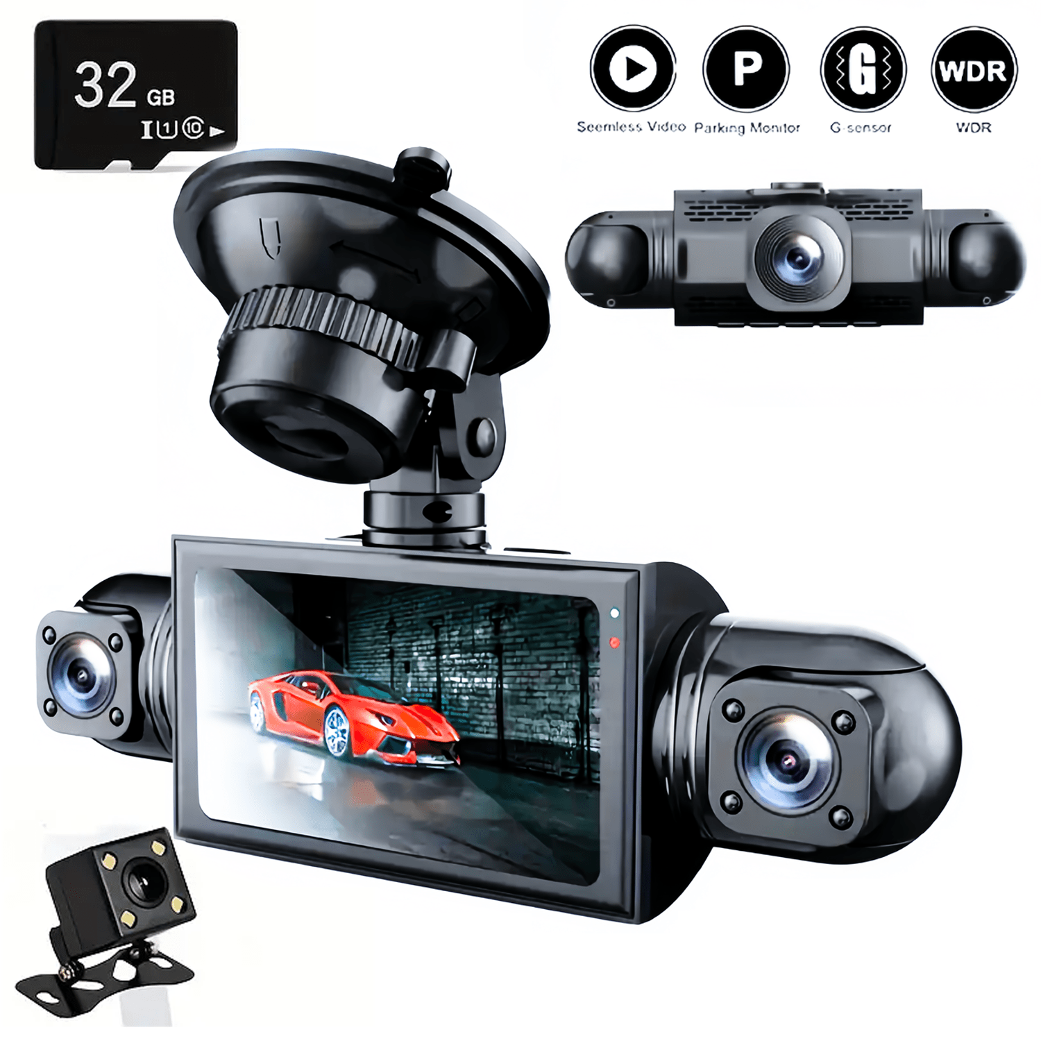 TEMU Newest Front + Rear + Left + Right Hd Camera Car Dash Camera, Camera, Reversing Camera, Safety Dash Camera, Loop Recording, Night Version,