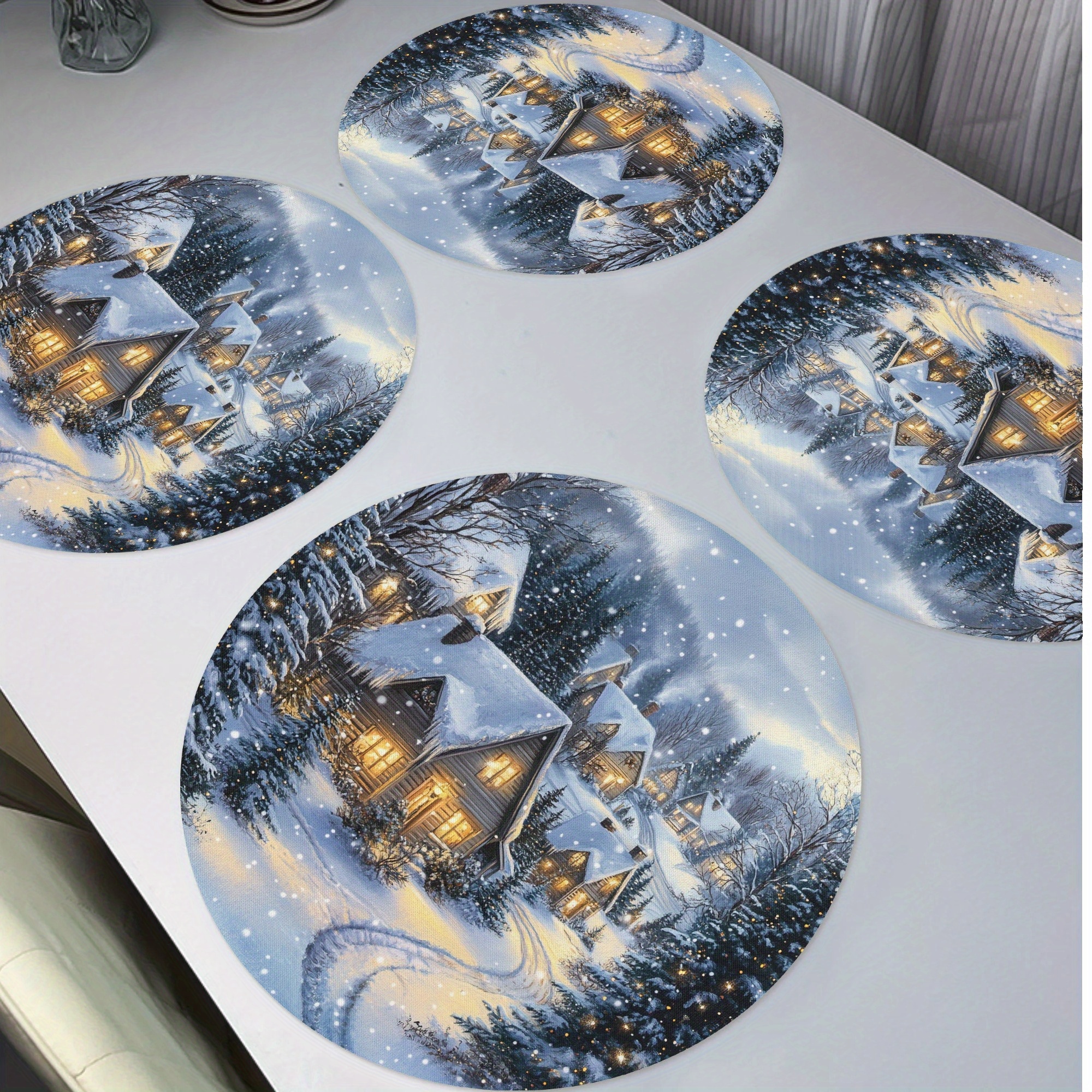 

4pcs Christmas Placemats, 15" Washable Table For Kitchen Dining Christmas Decoration