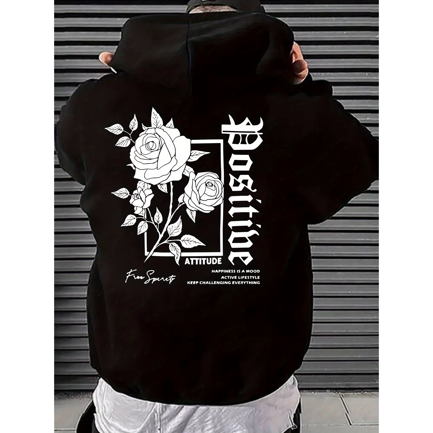 

Rose Positive Energy Printed Men's Sweater, And Casual Hoodie Top, All-matching Spring, Autumn And Winter Clothing