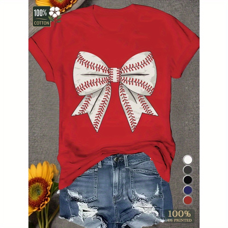

Baseball Themed Pure Cotton Women's Tshirt