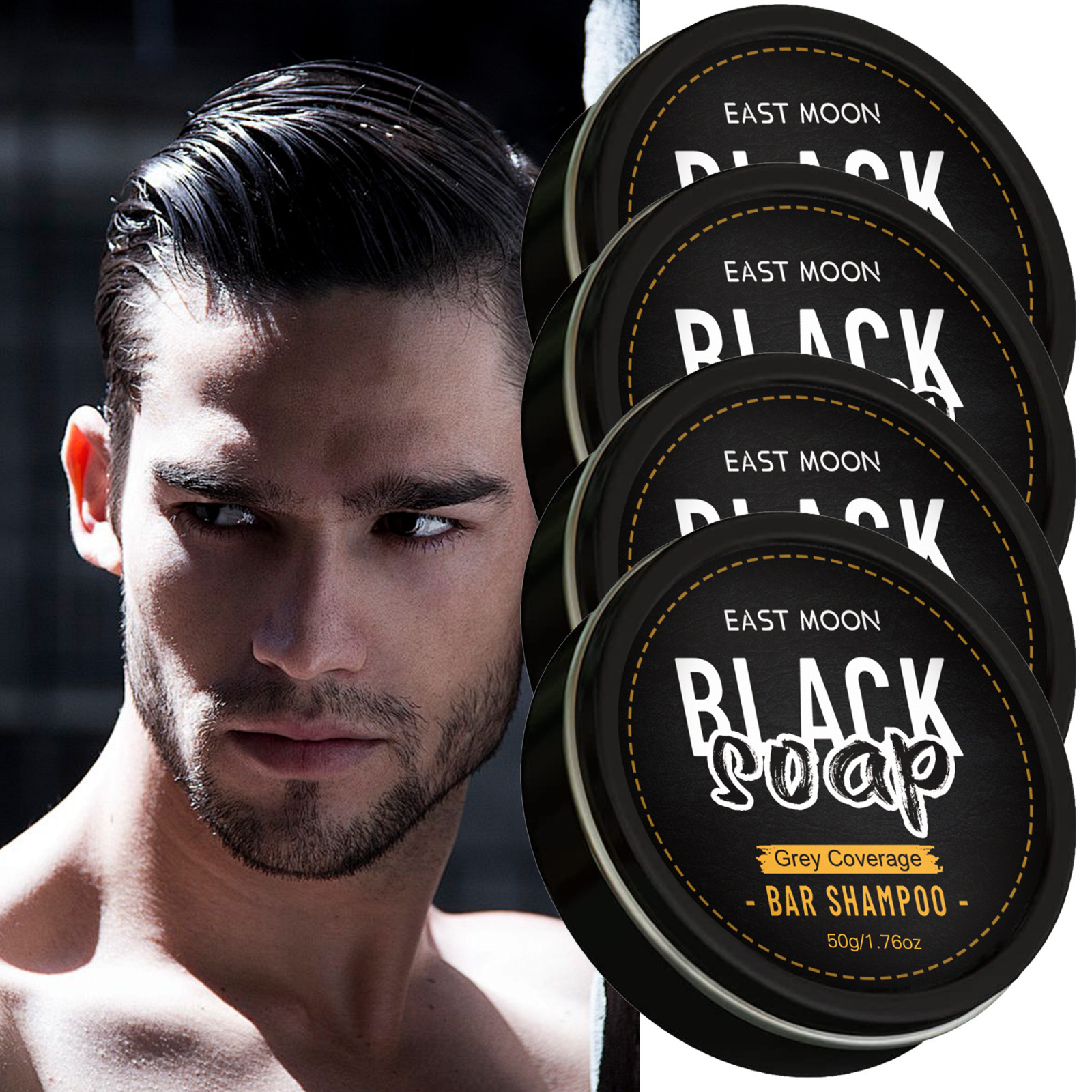 TEMU 4/ 6pcs Hair Blackening Shampoo Soap, Soap, Natural Black Hair Shampoo Bar Soap, Reverse Grey , Hair Darkening Compressed Soap Bar, 50g Each