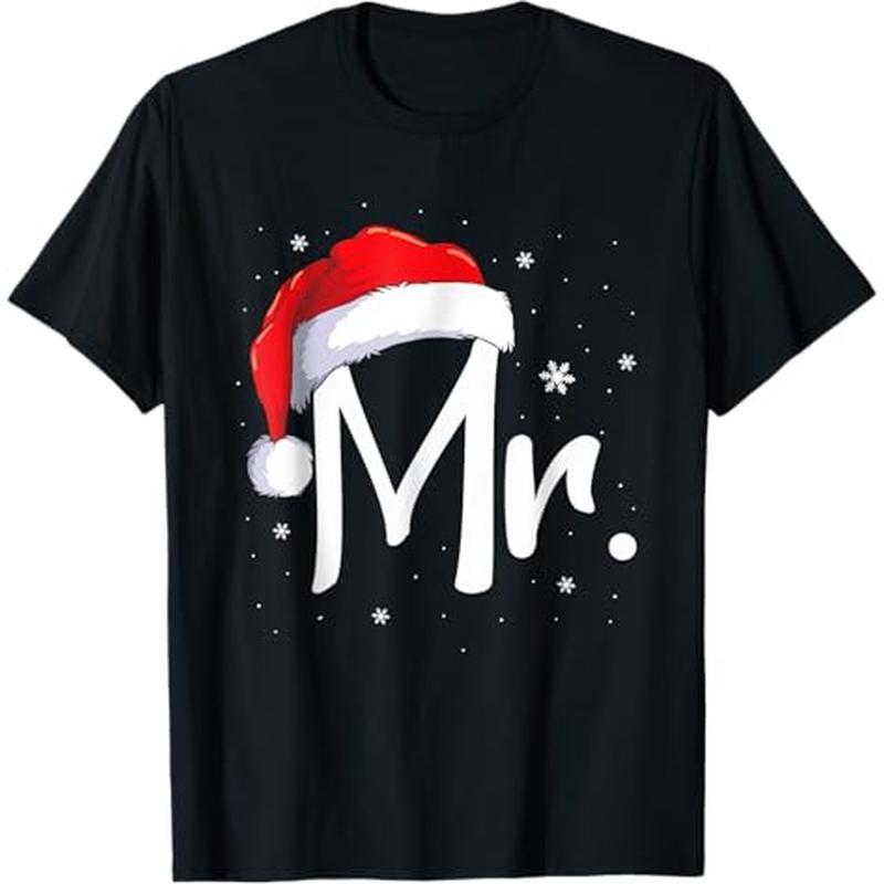 

Mr And Mrs Claus Couples Matching Christmas Pajamas -shirt, 100% Cotton, Thanksgiving Christmas Gift For Men Women , S-xxxl, Black