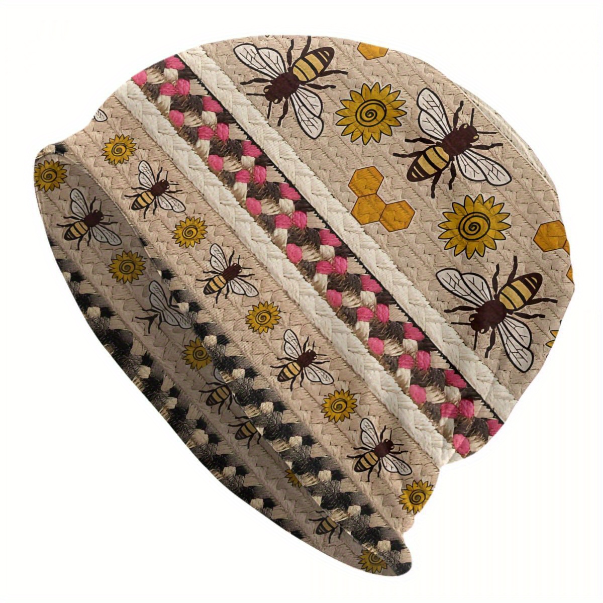 

Biihudu Bee Pattern Brimless Cap - Fashionable Knit Polyester , Stretchy & Breathable For Sports And Casual Wear