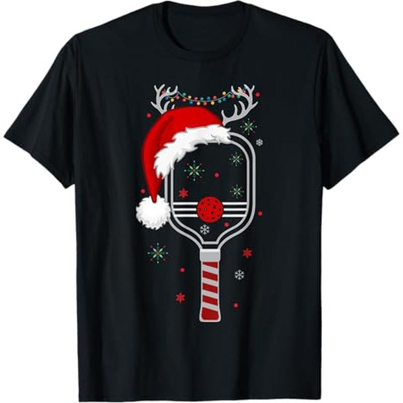 

Pickleball Player Christmas Holiday Reindeer Women Tees T-shirt, 100% Cotton, Halloween Thanksgiving Christmas Gift For Men Women , S-xxxl, Black