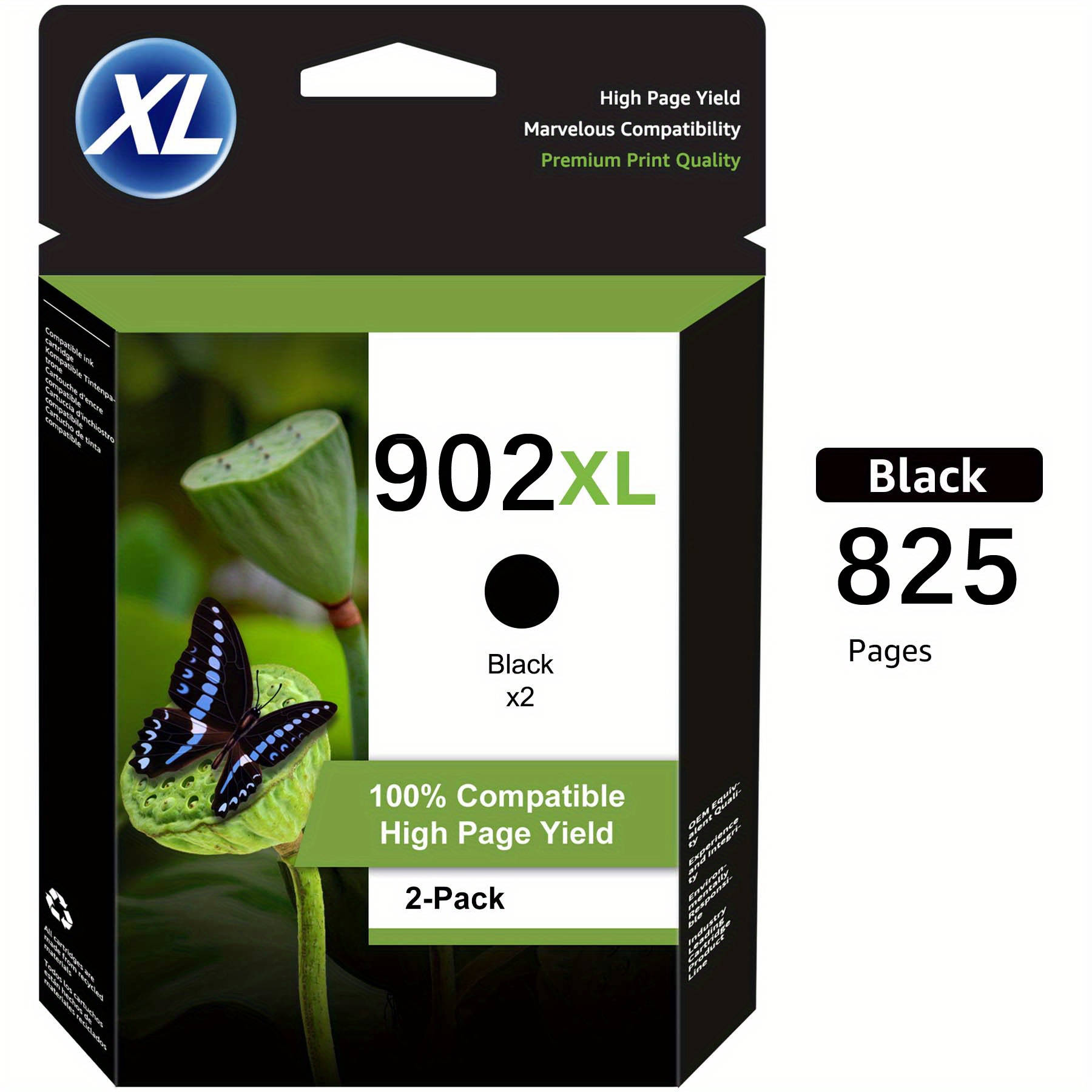 

2 902xl Ink Compatible For 902 Xl Ink Cartridges For Pro 6978 6958 6968 6962 6970 6975 6960 6950 6954 6951 6956 6961 6963 6964 Printers ()