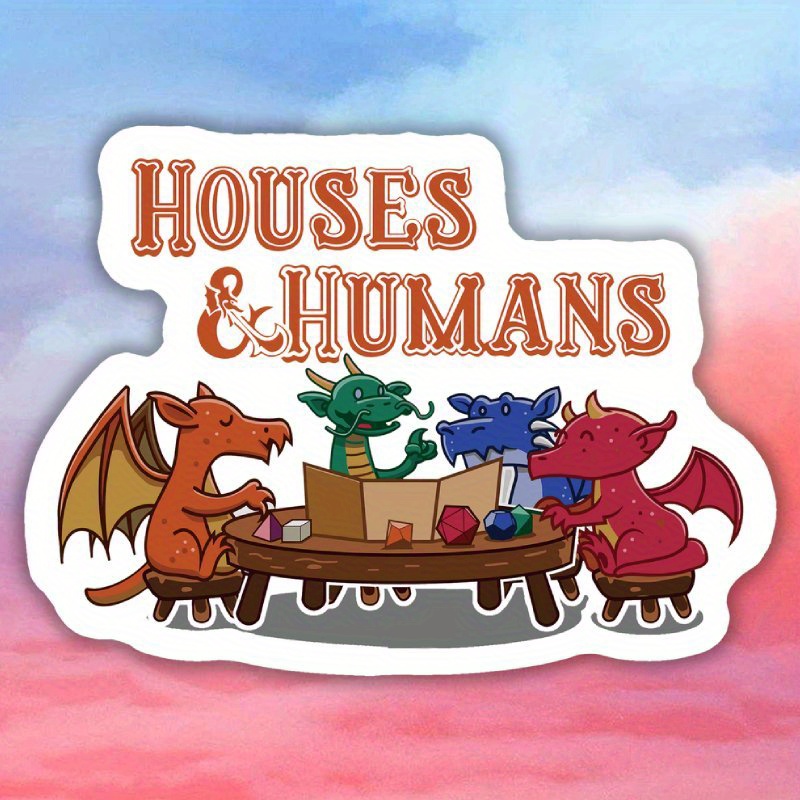 

1pc Houses & Humans Rpg Dragon Sticker - Polypropylene Decal For Car, Laptop, Motorcycle, Water Bottle, Notebook - Single Use, 18+ Gamers, Mixed Color