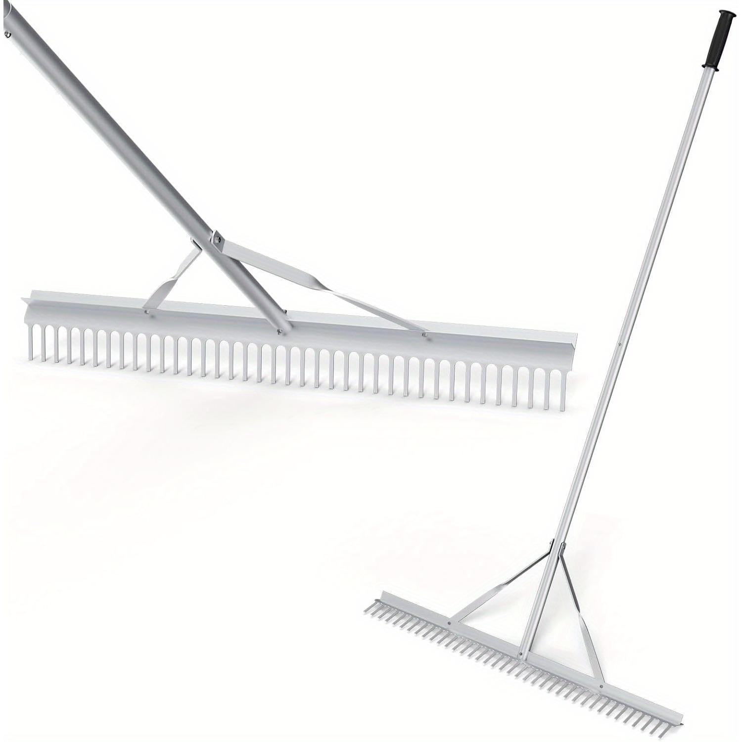 A Garden Tool With A Rake Head 91cm Wide, A Handle 174cm Long, 36 , Made Of Aluminum