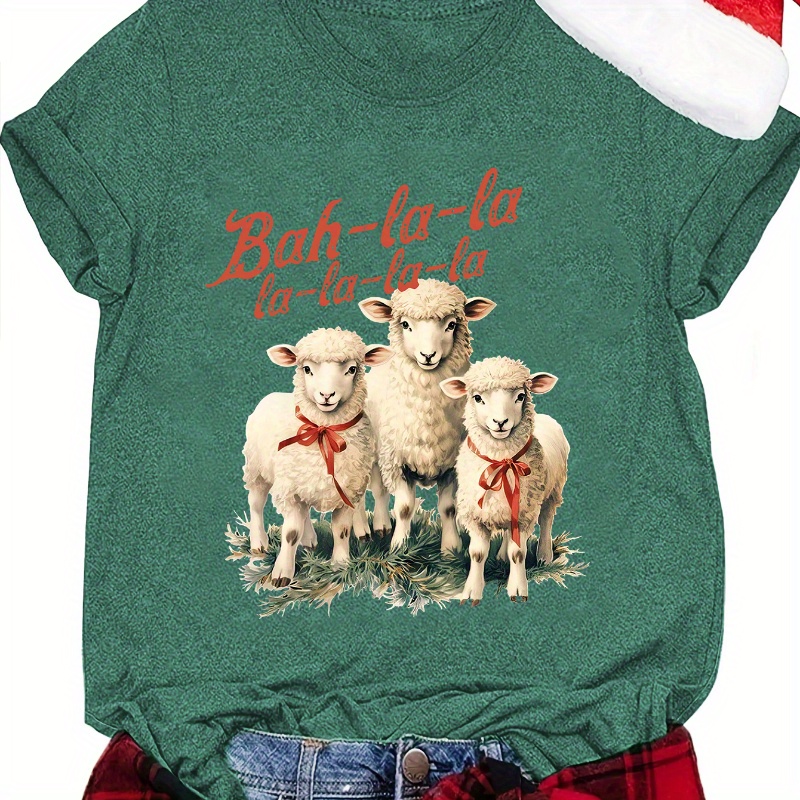 

Christmas Printed Fashion Women's Casual Sports Short Sleeve Top