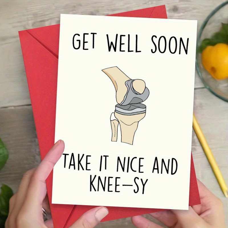 

1pc Knee Injury Recovery Greeting Card - Encouragement For Pet Dogs Post-surgery, Wishes With Envelope