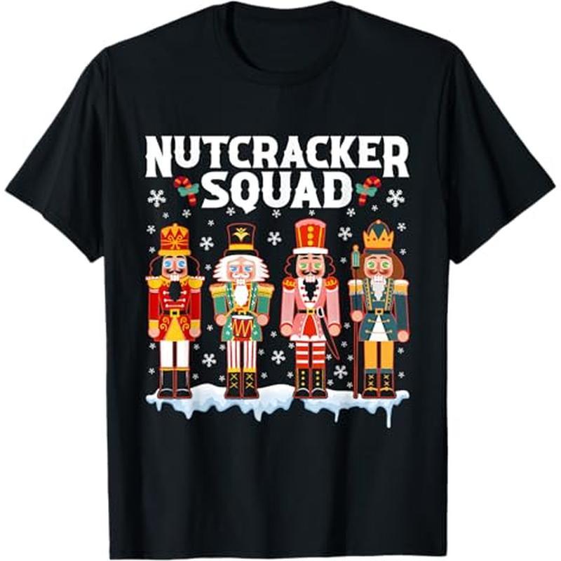 

Nutcracker Squad Holiday Christmas Pajama T-shirt, 100% Cotton, Halloween Thanksgiving Christmas Gift For Men Women , S-xxxl, Black