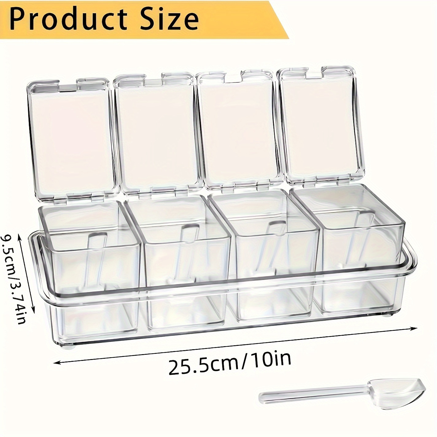4pcs set of kitchen season storage boxes transparent multi compartment anti moisture spice storage boxes with lids a must have for home apartments Product details 0