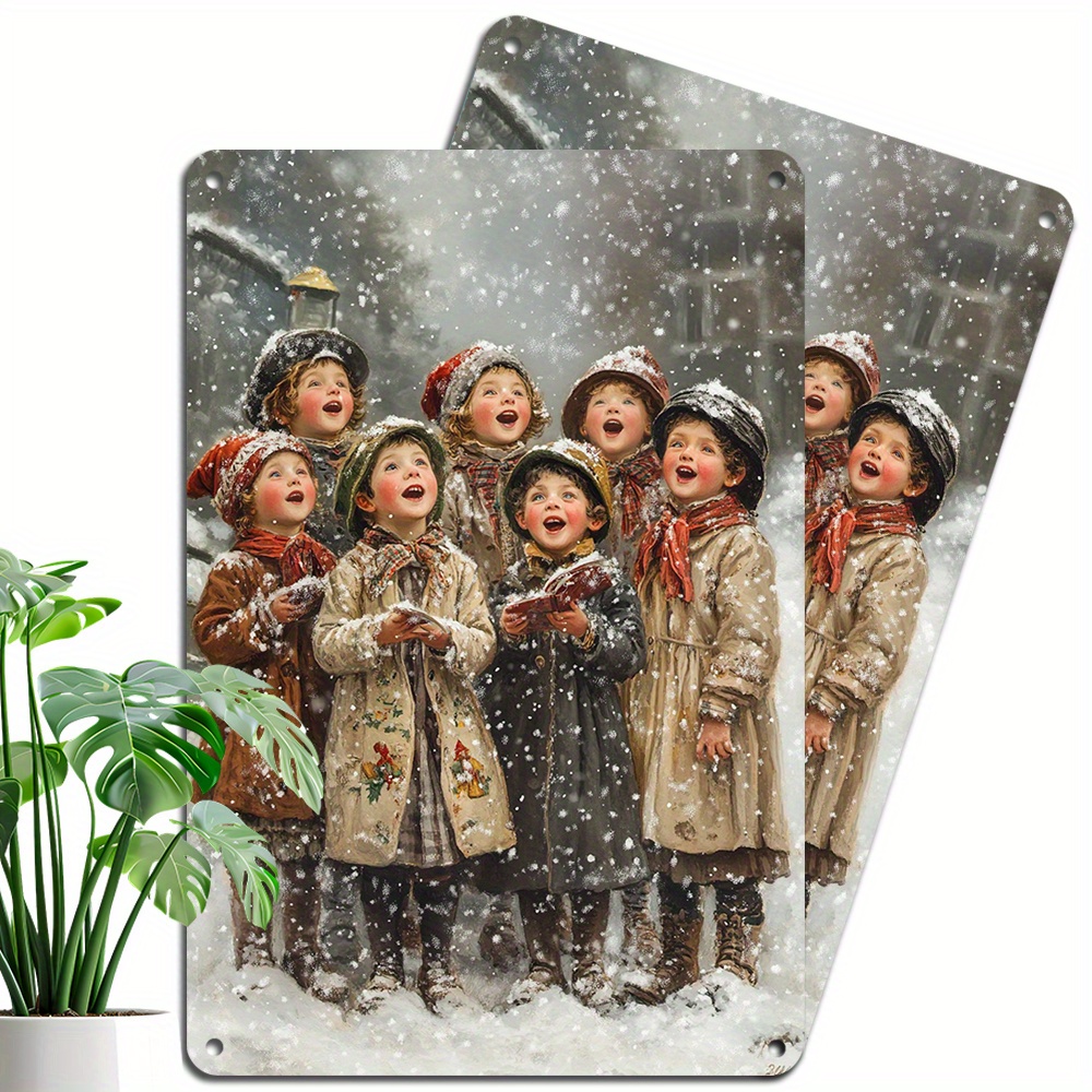 

2pcs, Tin Sign Christmas Vintage Metal Sign Wall Plaque Poster & Bar Decor (8x12inch/ 20*30cm)