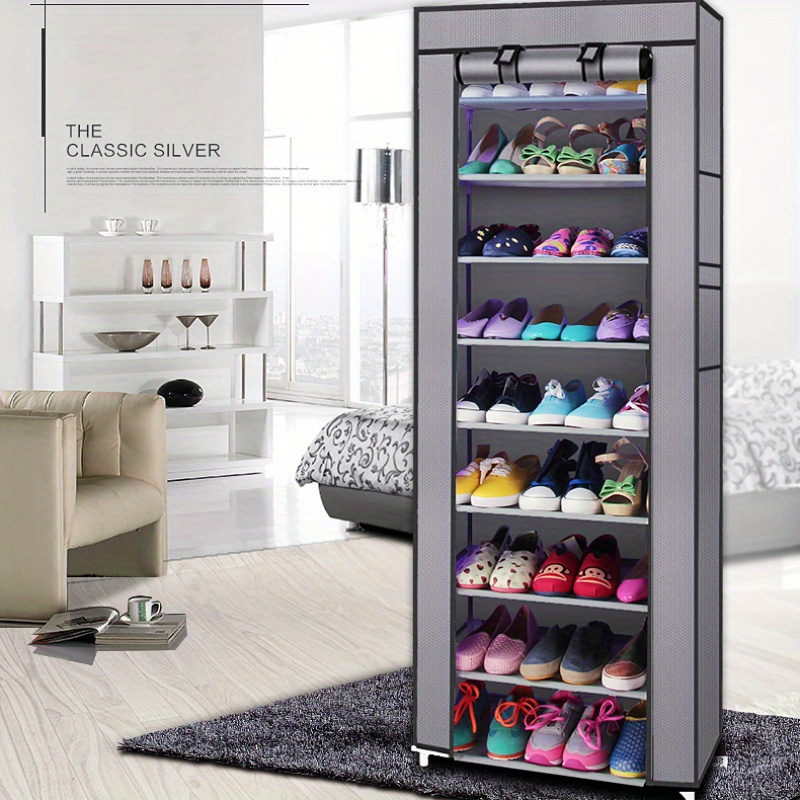 

10-tier Iron Shoe Rack With Cover, 25mm Thickened , Fragrance-free, Large Capacity, Stackable Shoe Organizer, Holds 36-41 Pairs, Sturdy Metal Storage For Closet, Entryway, Garage, Bedroom