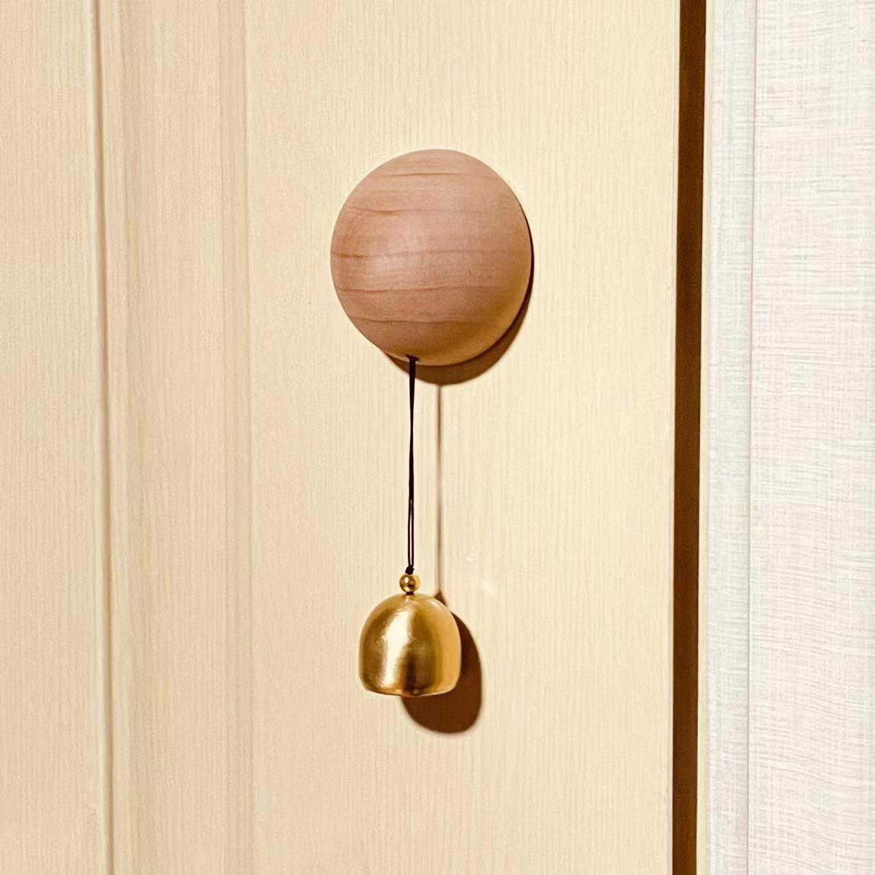 Image of Wood And Brass Doorbell Magnetic Mount Suitable For Home Gardens And Commercial Entrances