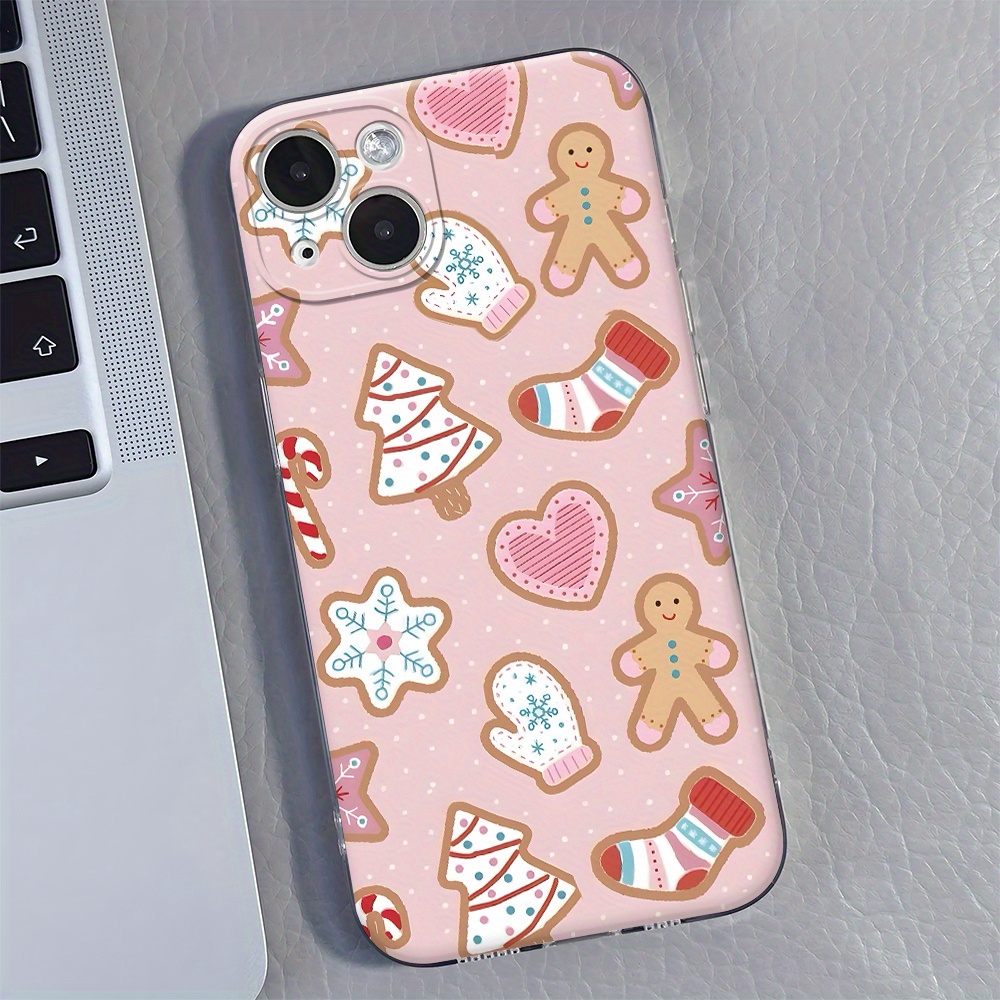 

Christmas Tree Stocking Snowflakes Gingerbread Man Cute Pattern Phone Case For Iphone 11/12/13/14/15/16 Pro Max/plus, Protective Cover