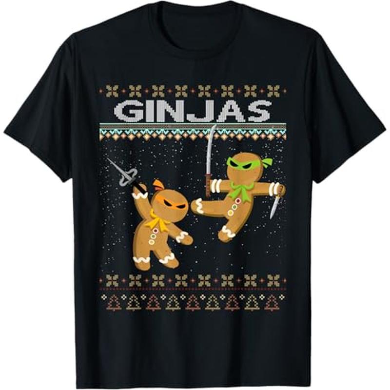 

Ginjas Gingerbread Ninjas Funny Ugly Christmas T-shirt, 100% Cotton, Gift For Men Women Dad Mom Friends, S-xxxl, Black