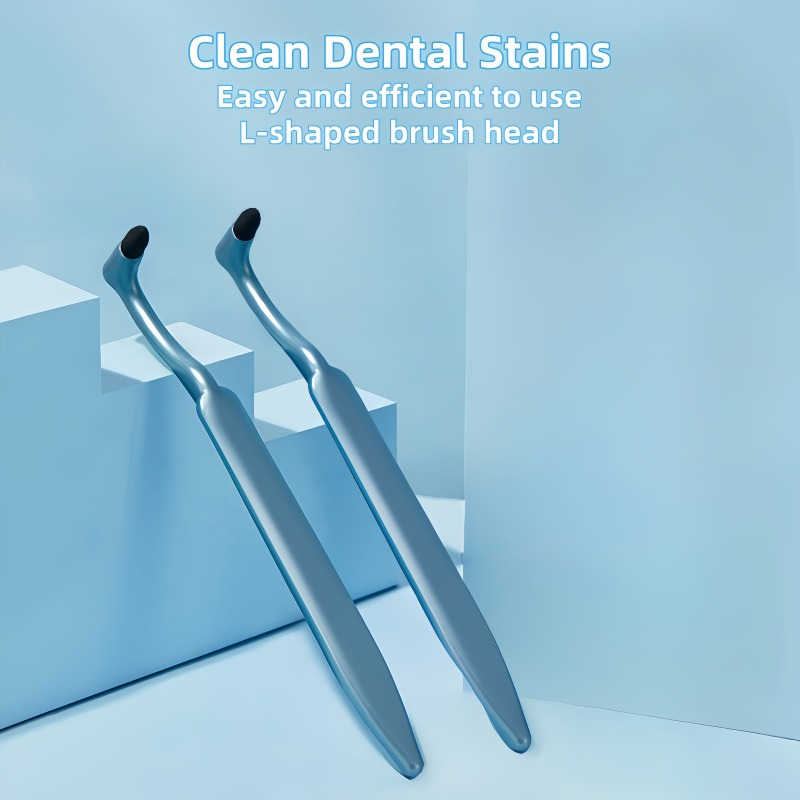 2pcs l shaped tooth stain cleaning brushes deep interdental cleaning portable