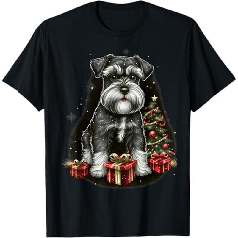 

Santa On Christmas Miniature Schnauzer T-shirt, 100% Cotton, Gift For Men Women Dad Mom Friends, S-xxxl, Black