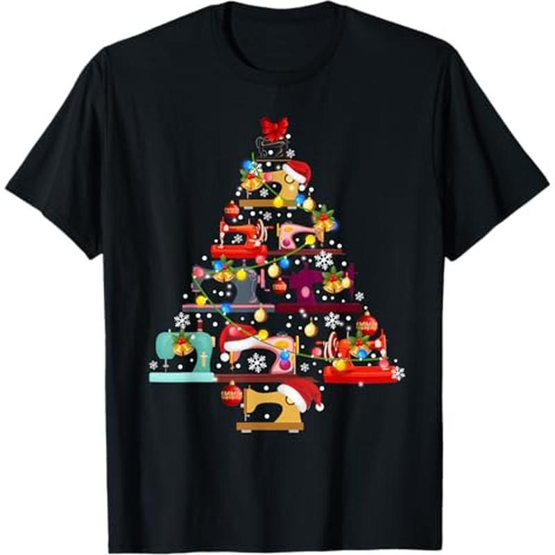 

Sewing Machines Christmas Tree Quilt Sewing Lovers Gift T-shirt, 100% Cotton, Gift For Men Women Dad Mom Friends, S-xxxl, Black